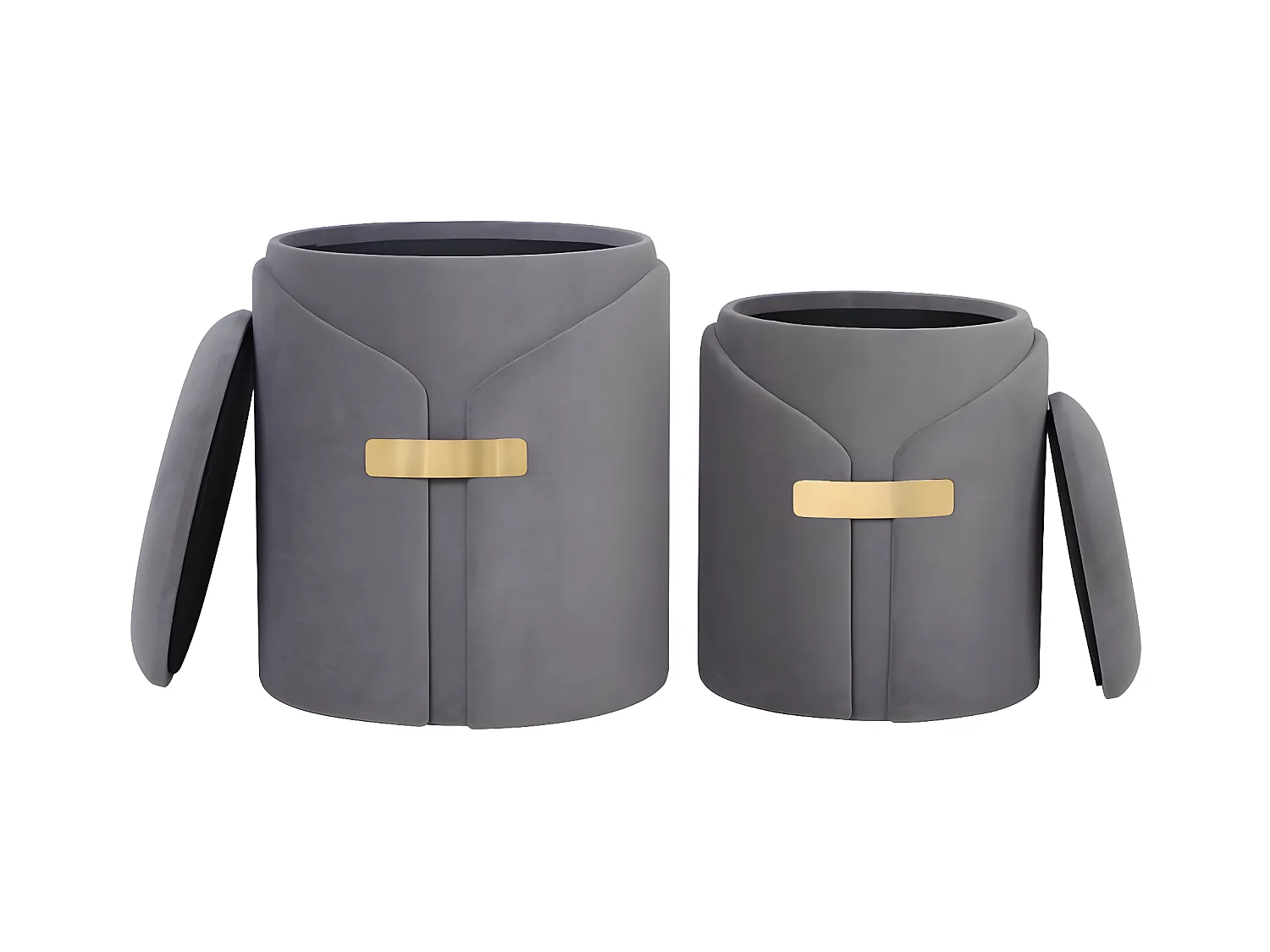 Lot de 2 Tabourets Design "Forcet" 44cm Gris Foncé