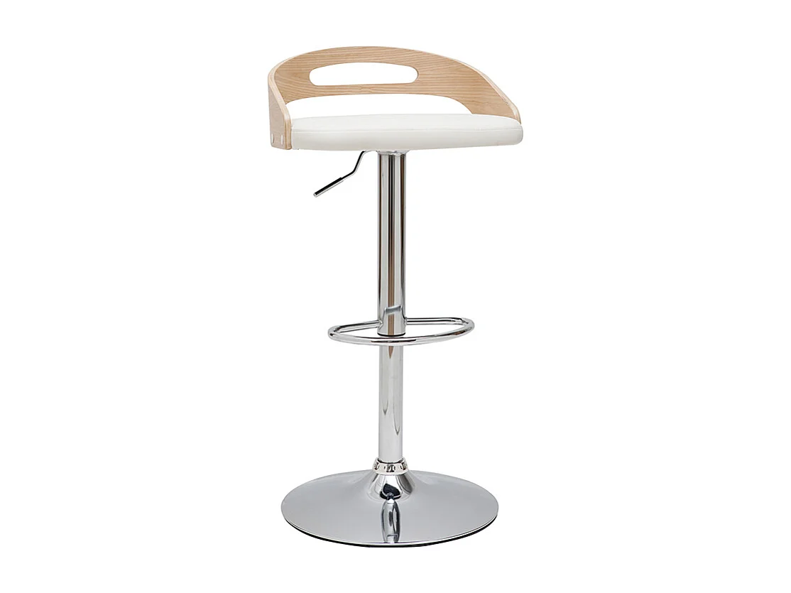 Sgabello da bar regolabile design legno chiaro e bianco MANO