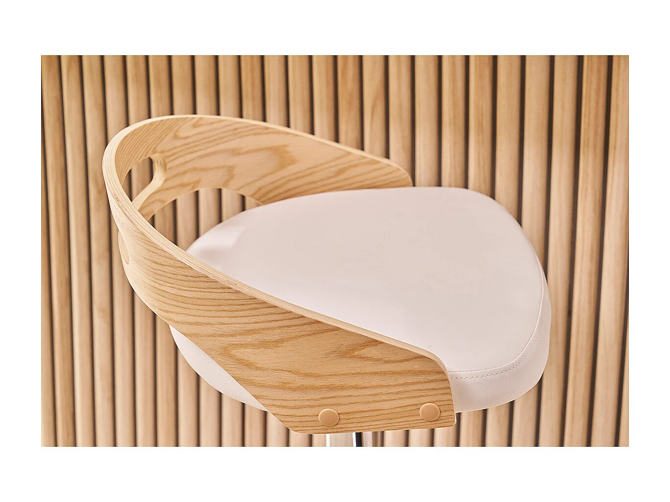 Sgabello da bar regolabile design legno chiaro e bianco MANO