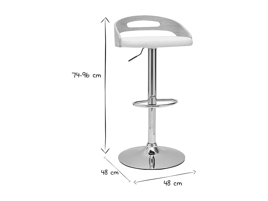 Sgabello da bar regolabile design legno chiaro e bianco MANO