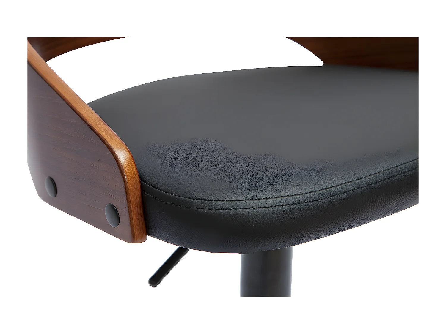 Taburete de cocina de diseño regulable de nogal y poliuretano negro MANO