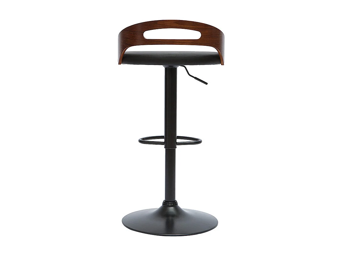 Tabouret de bar réglable design noir et bois noyer MANO