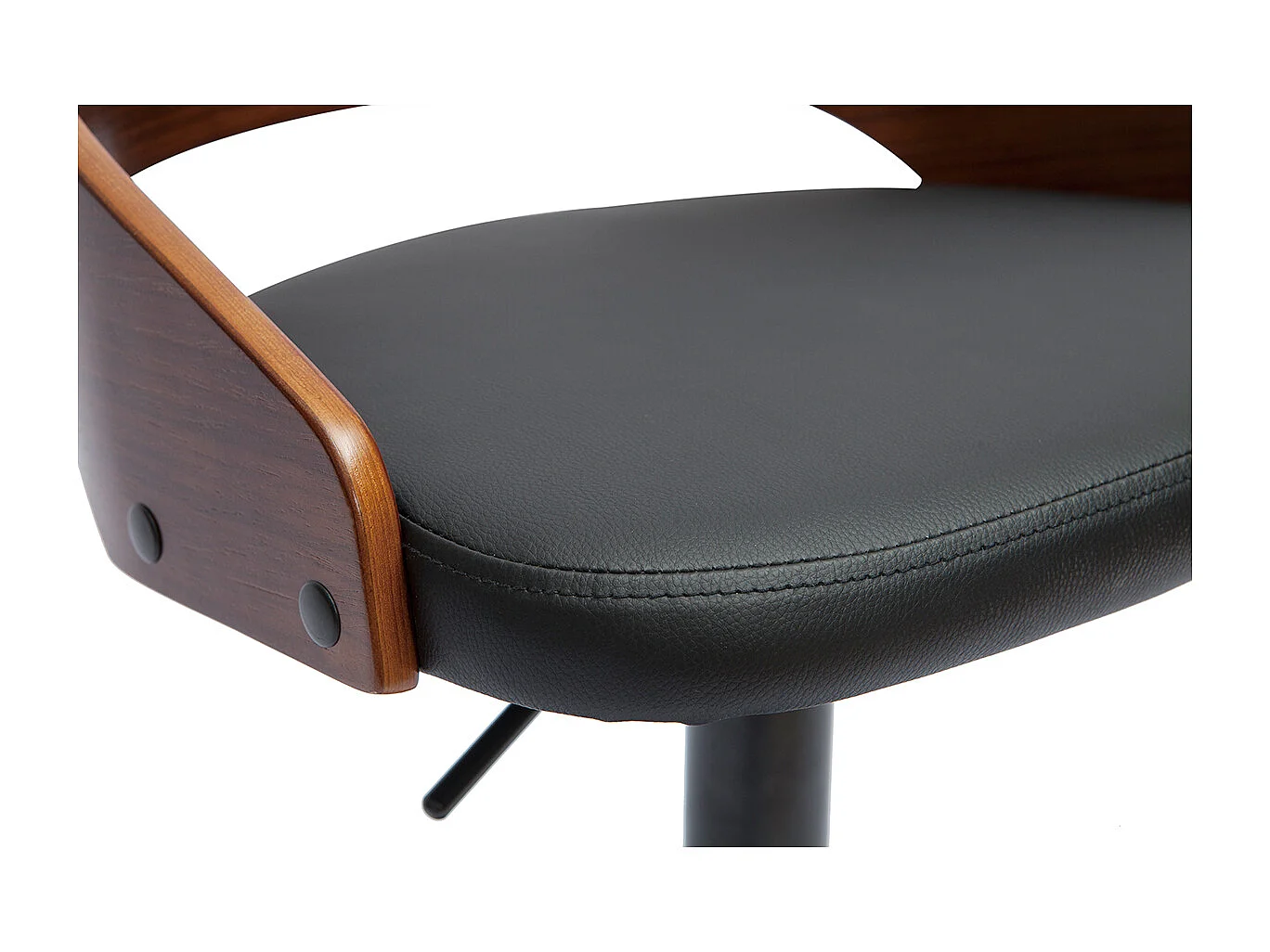 Tabouret de bar réglable design noir et bois noyer MANO