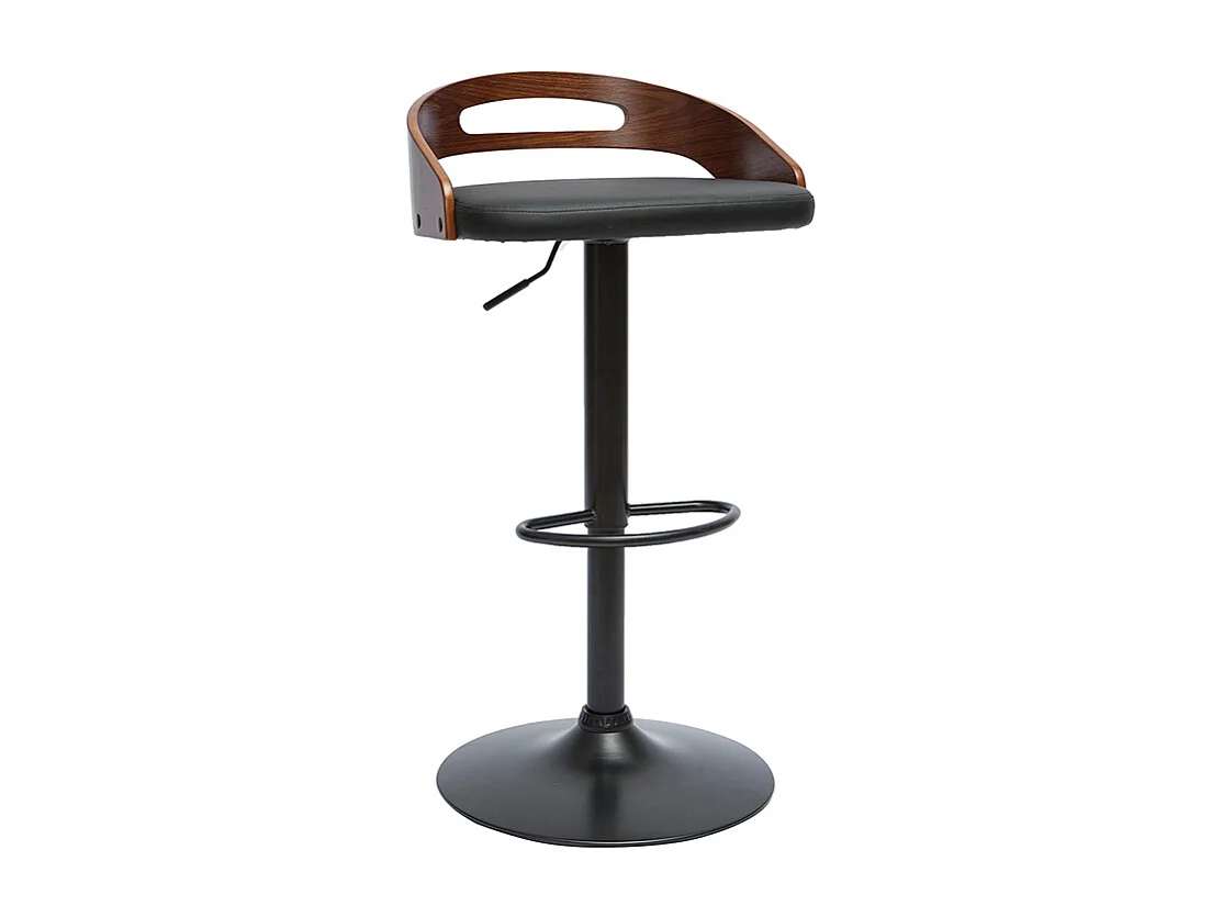 Sgabello da bar regolabile design noce e poliuretano nero MANO