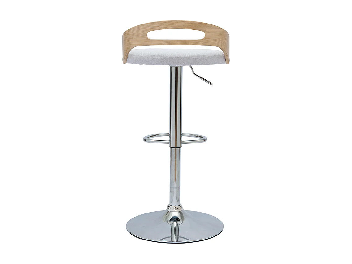 Sgabello da bar regolabile design legno chiaro e tessuto grigio chiaro MANO