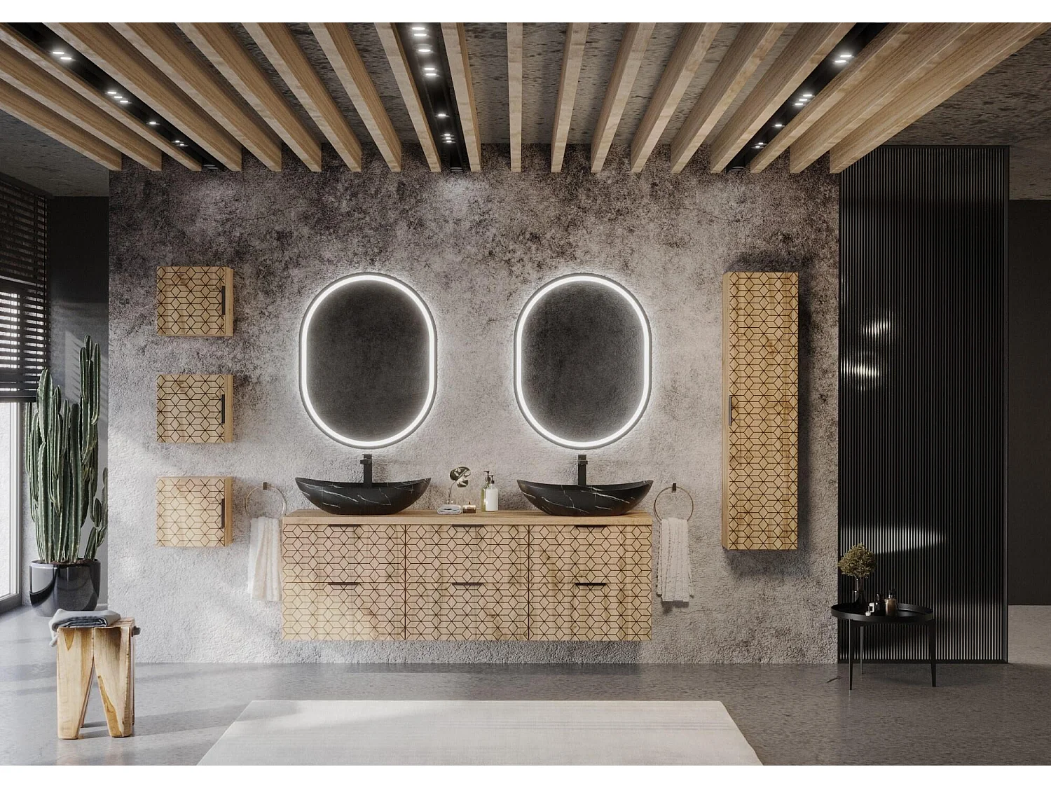 Armoire Sous Lavabos DIAMOND CUW80 2D 80x46x57 Clair naturel