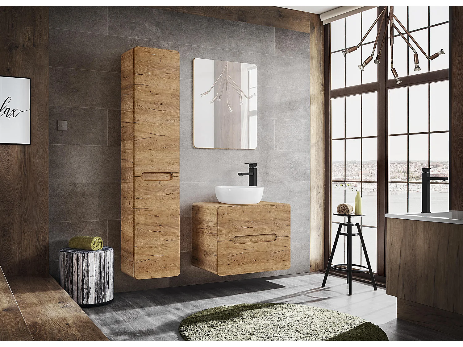 Armoire Sous Lavabos ARUBA CUW80 2D 80x46x53 Clair naturel