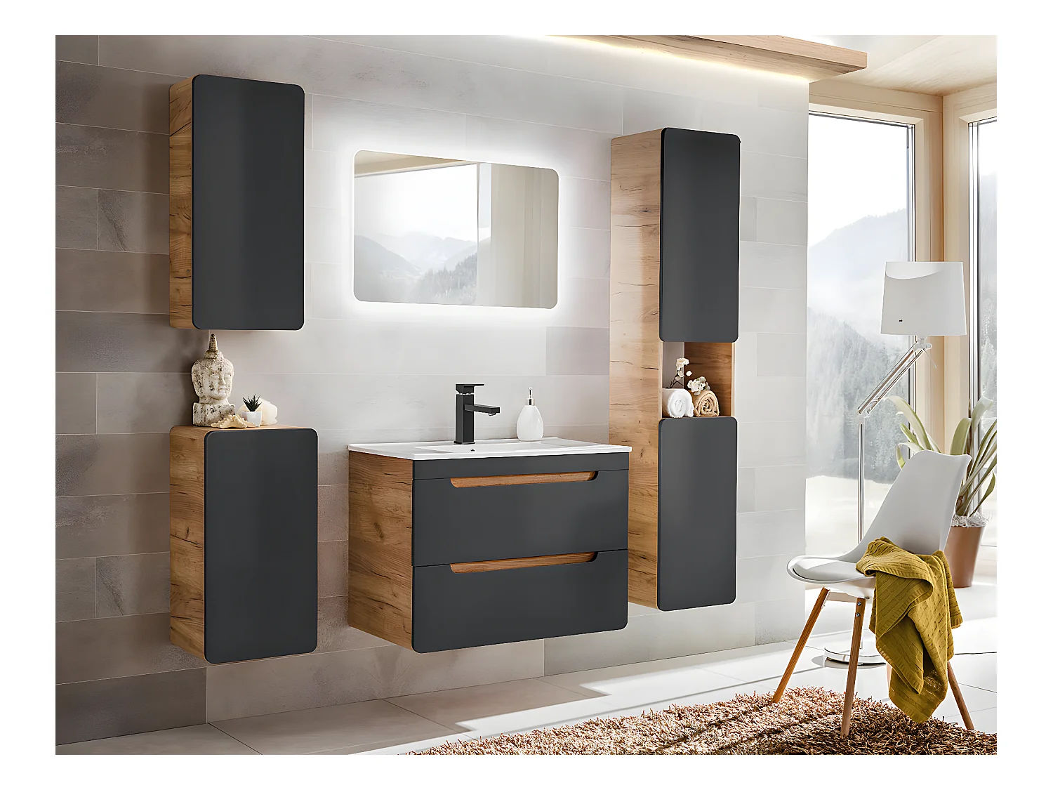 Armoire Sous Lavabos ARUBA CUW80 2D 80x46x53 Grisfoncé