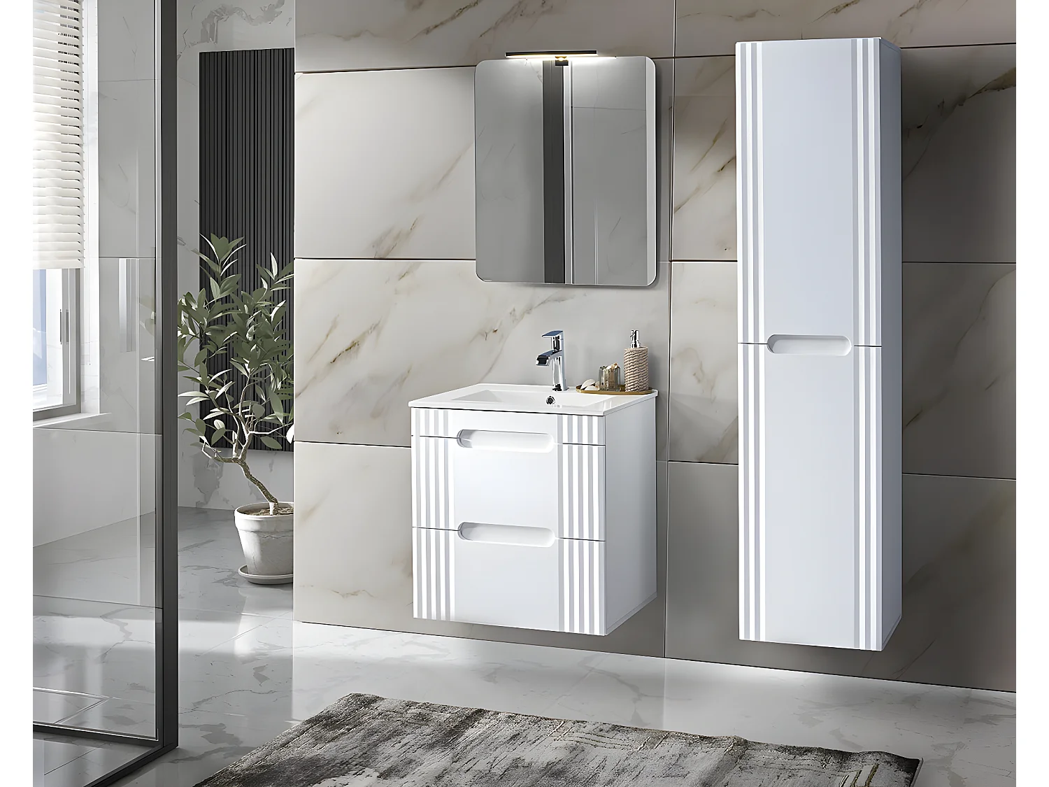 Armoire Sous Lavabos FIJI CUW60 2D 60x46x62 Blanc