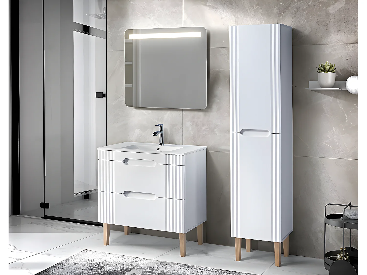 Armoire Sous Lavabos FIJI CUW80 2D 80x46x62 Blanc