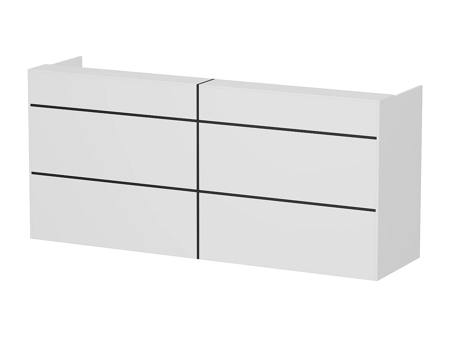 Comptoirs d'accueil Bureau de réception avec compartiments ouverts  étagères Lobby Salon Bureau Blanc&Noir 220x60x100cm