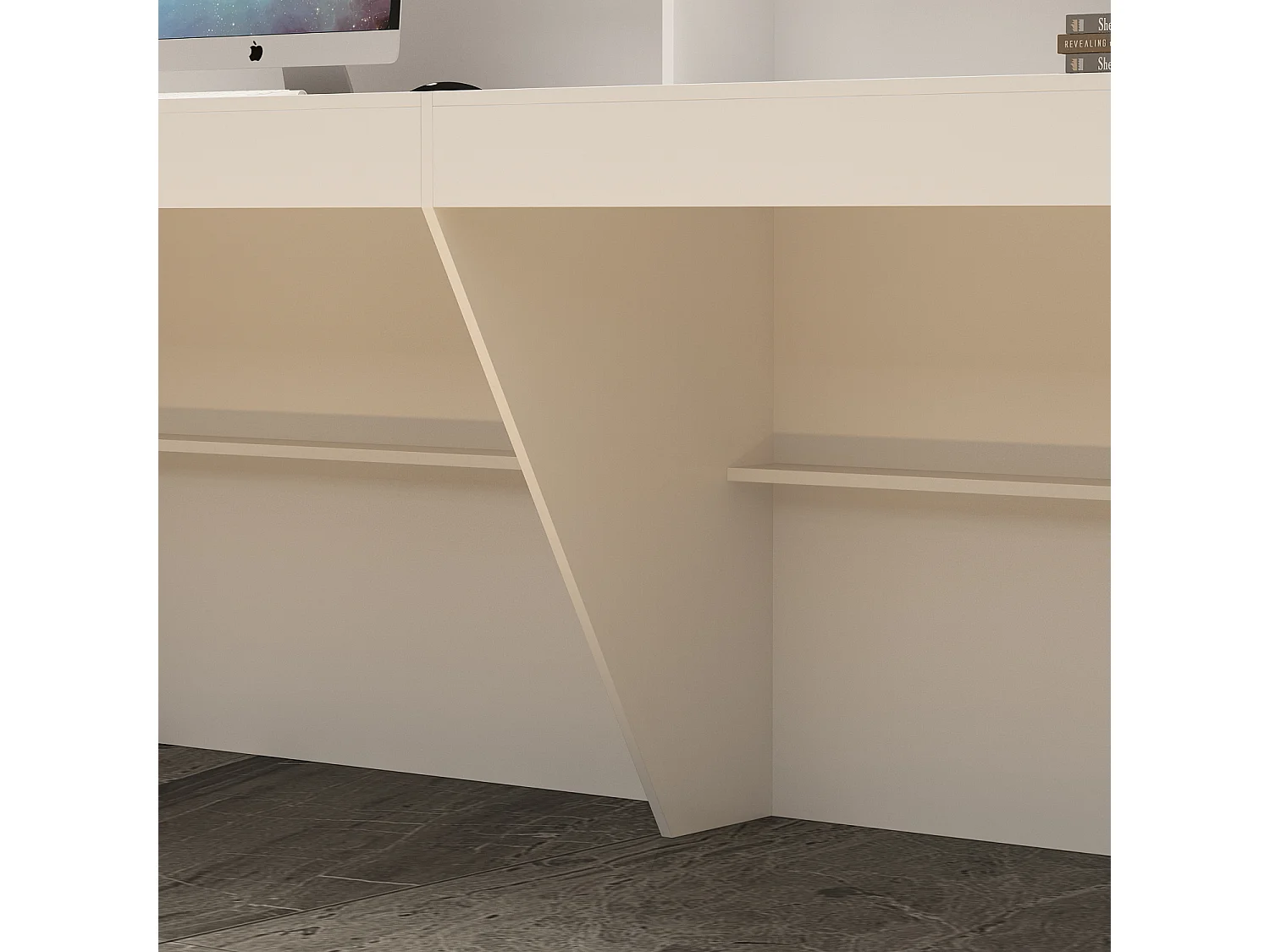 Comptoirs d'accueil Bureau de réception avec compartiments ouverts  étagères Lobby Salon Bureau Blanc&Noir 220x60x100cm