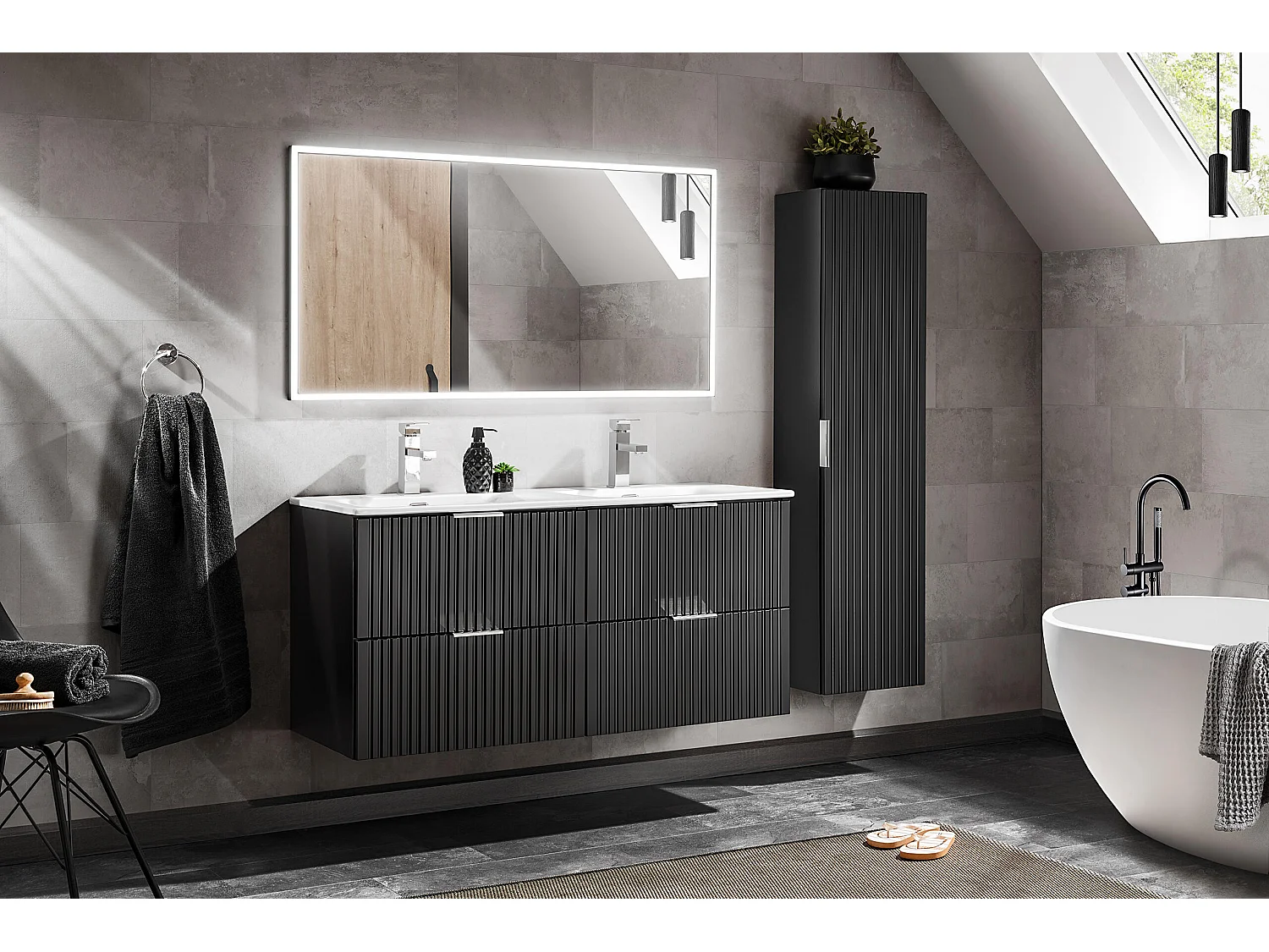 Kast Onder Wastafels ADEL CUW80 2D 80x46x57 Zwart