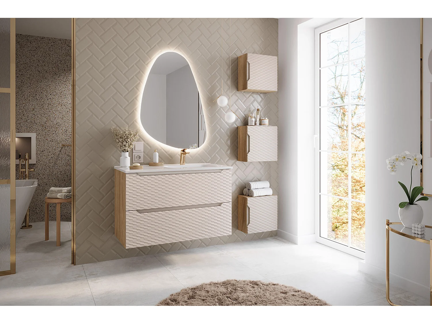 Kast Onder Wastafels OCEAN CUW120 2D 120x46x57 Beige