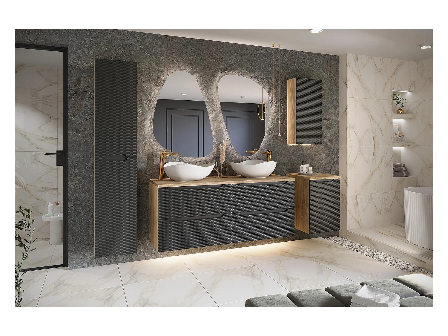 Mobile Sotto Lavabo OCEAN CUW80 2D 80x46x57 Nero