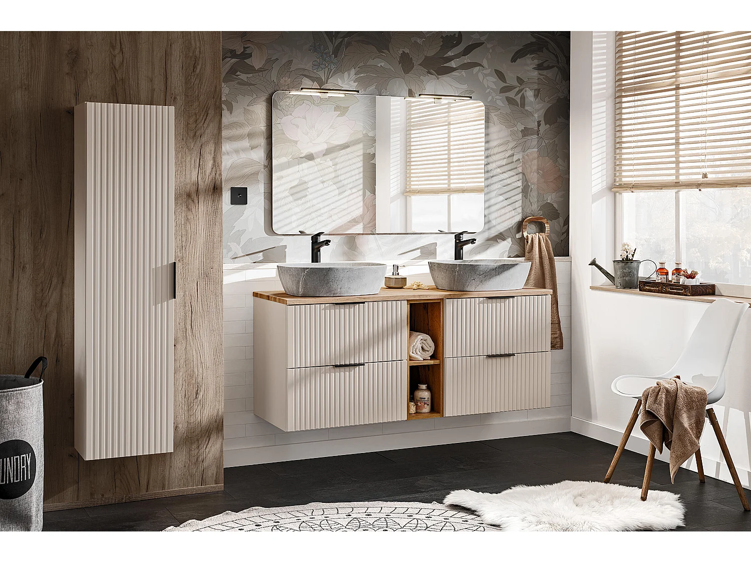 Armoire Sous Lavabos ADEL CUW80 2D 80x46x57 Clair naturel