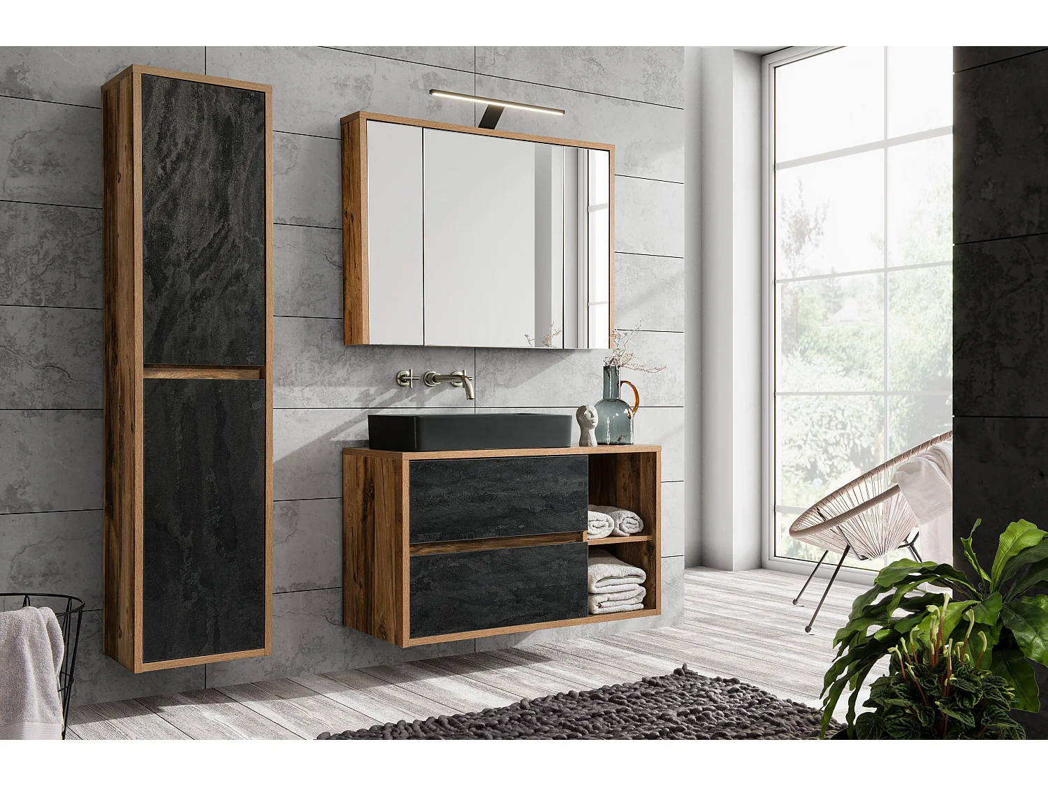 Schrank Unter Waschbecken HAMPTON CUW100 2D 100x46x60 Beige