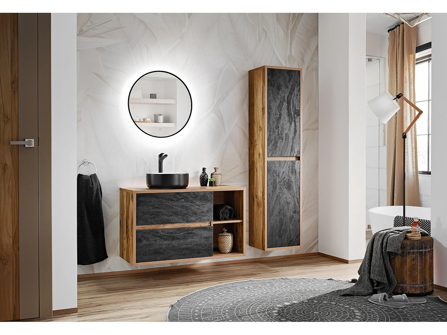 Armoire Sous Lavabos HAMPTON CUW100 2D 100x46x60 Clair naturel