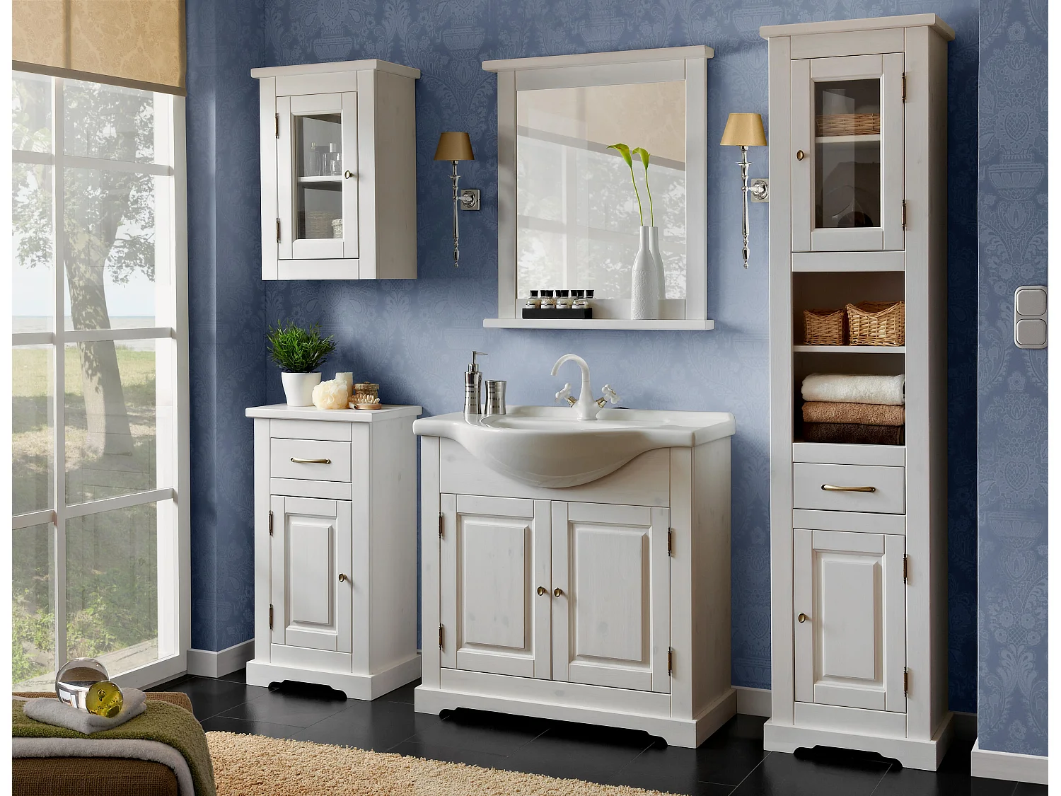 Armoire Sous Lavabos ROMANTIC CUW85 2D 85x32x81 Blanc