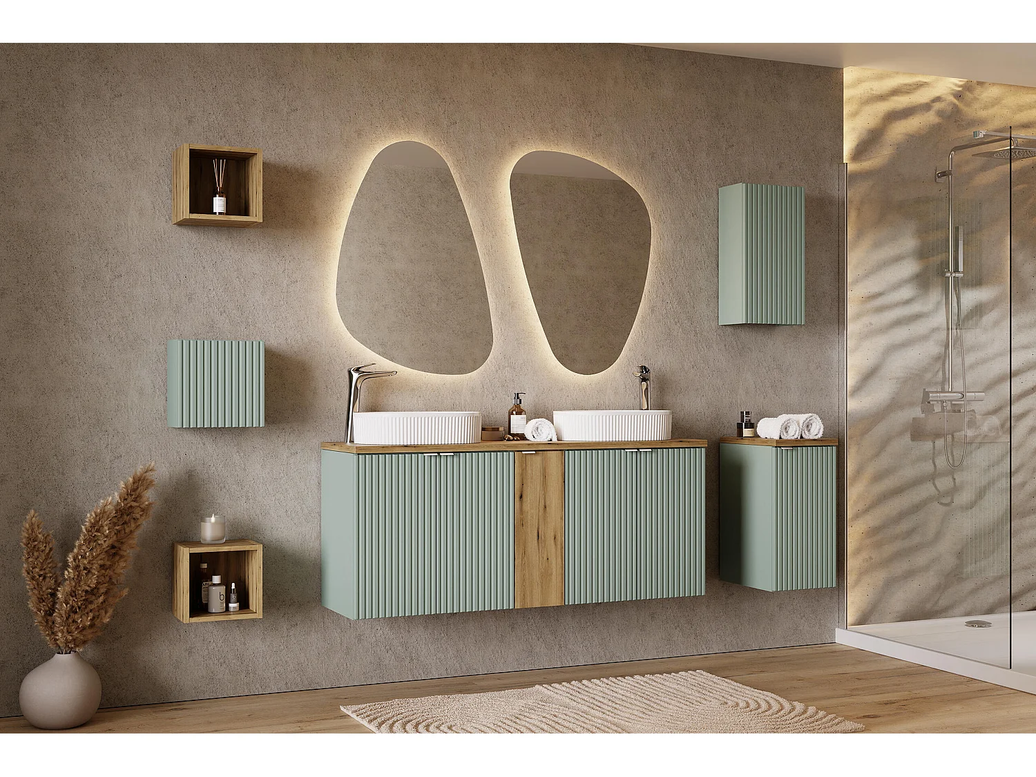 Kast Onder Wastafels LINE CUW50 2D 50x39x57 Blauw