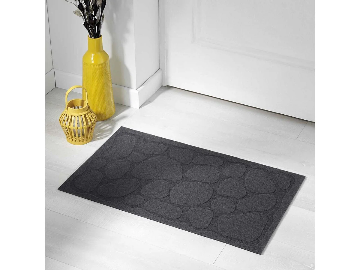 Tapis d'Entrée à Motifs "Graphite" 45x75cm Noir
