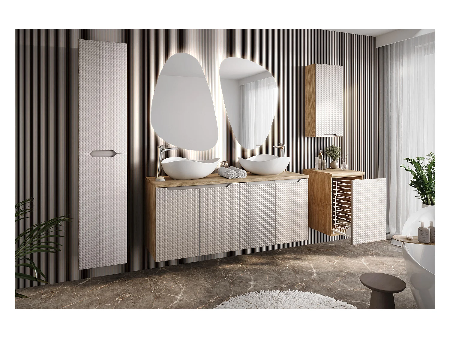Armoire Sous Lavabos LUXOR CUW70 2D 70x46x57 Clair naturel