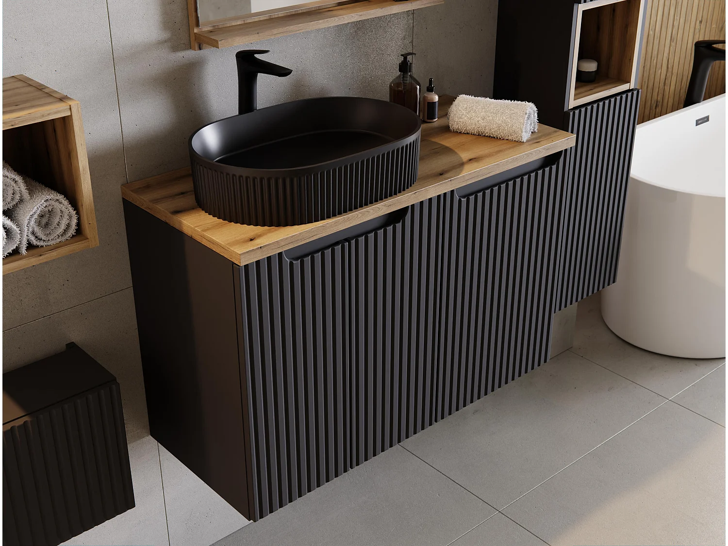 Armário Sob Lavatórios NOVA CUW80 2D 80x39x57 Preto