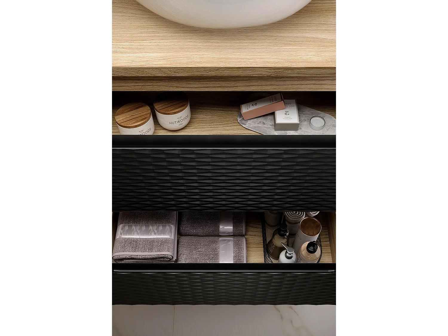 Armoire Sous Lavabos OCEAN CUW90 2D 90x46x57 Noir