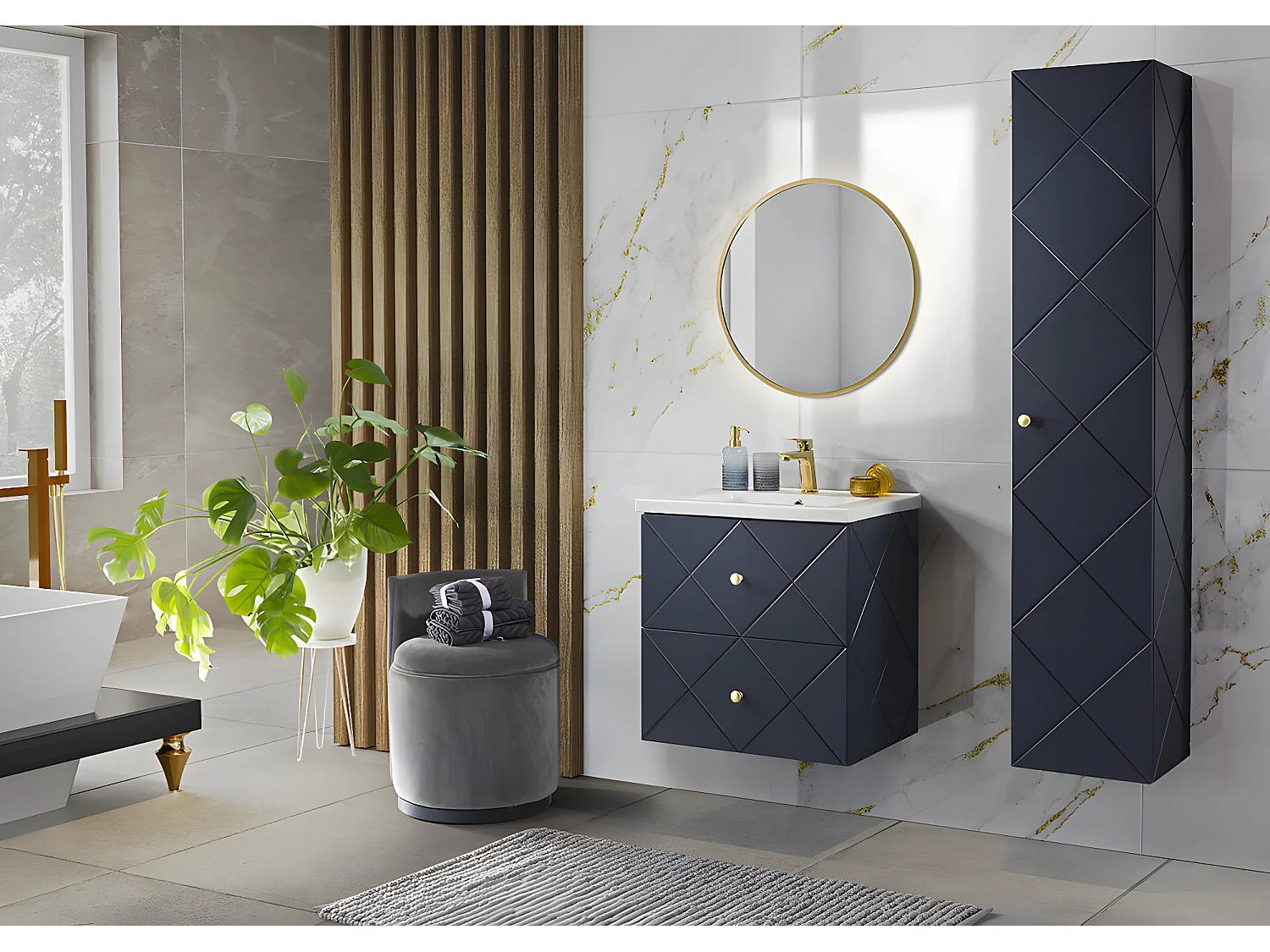 Kast Onder Wastafels ELEGANCE CUW90 2D 90x46x61 Blauw