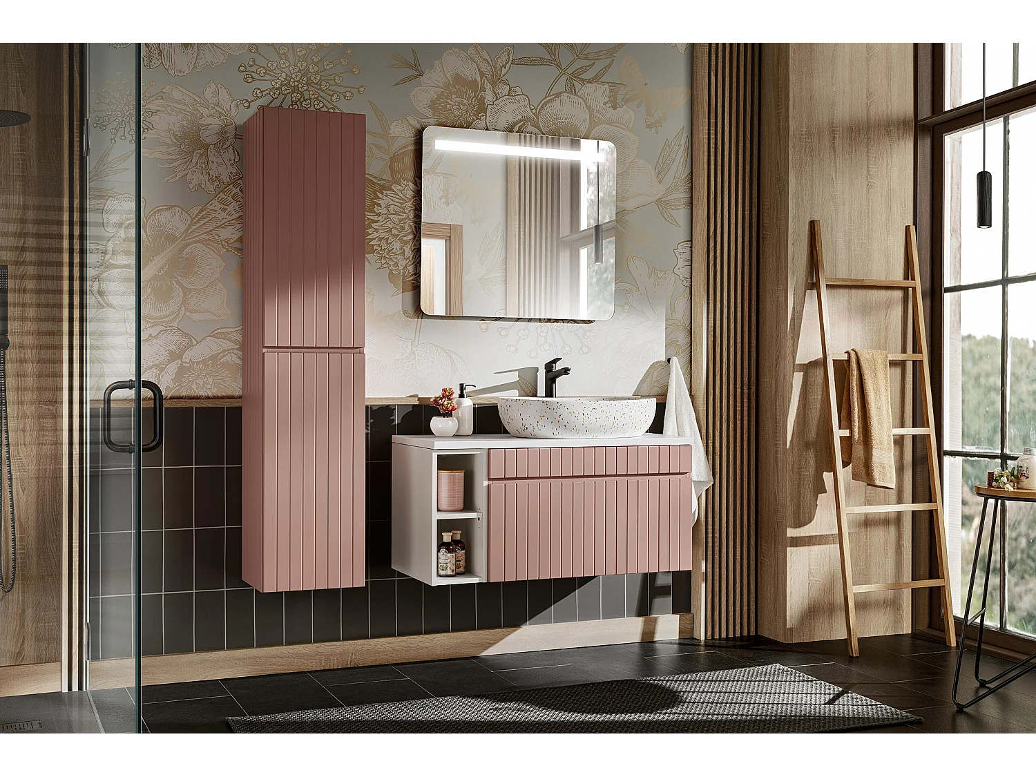 Armoire Sous Lavabos ICONIC CUW80 1D 80x46x46 Rose