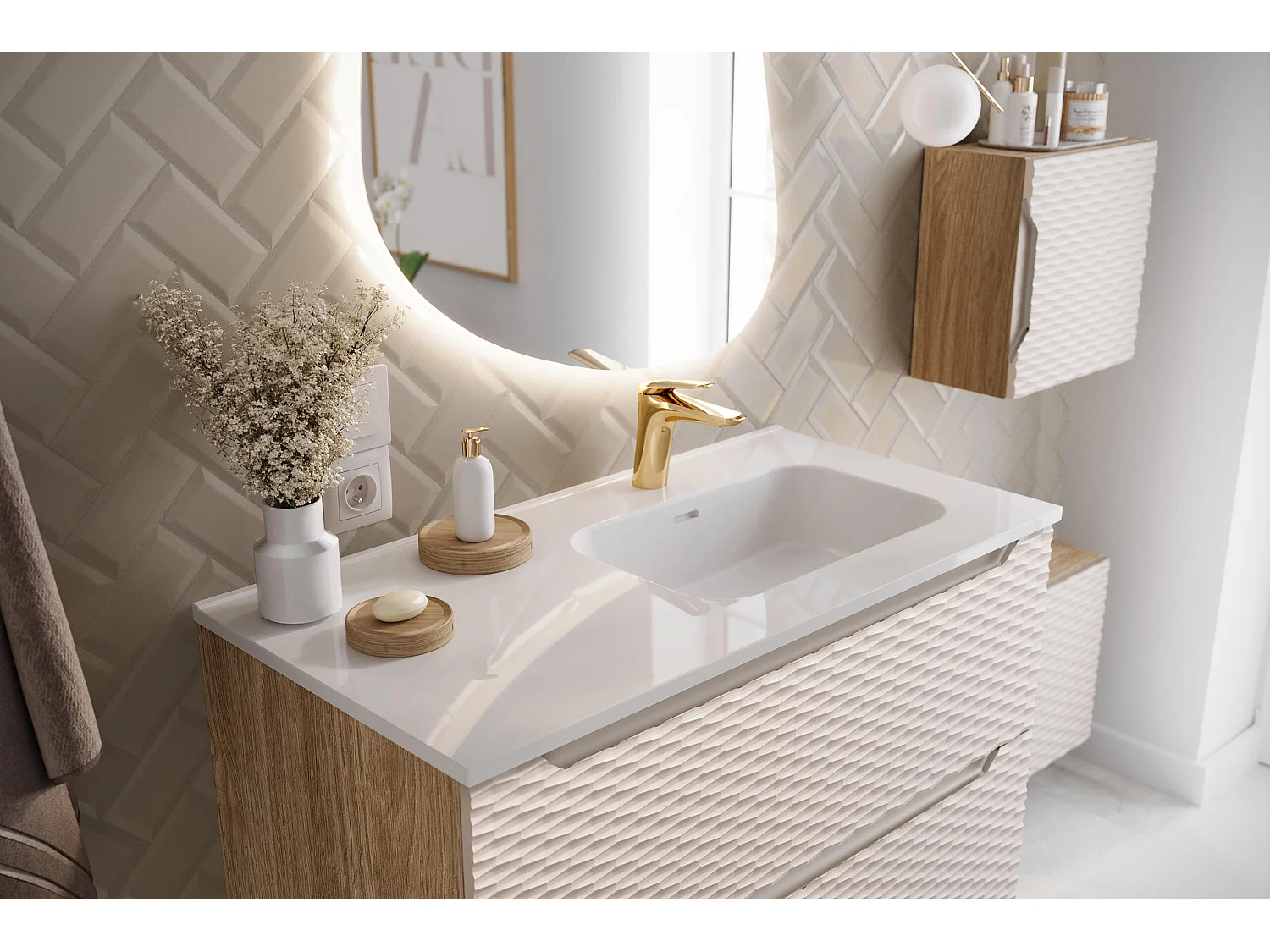 Kast Onder Wastafels OCEAN CUW90 2D 90x46x57 Beige