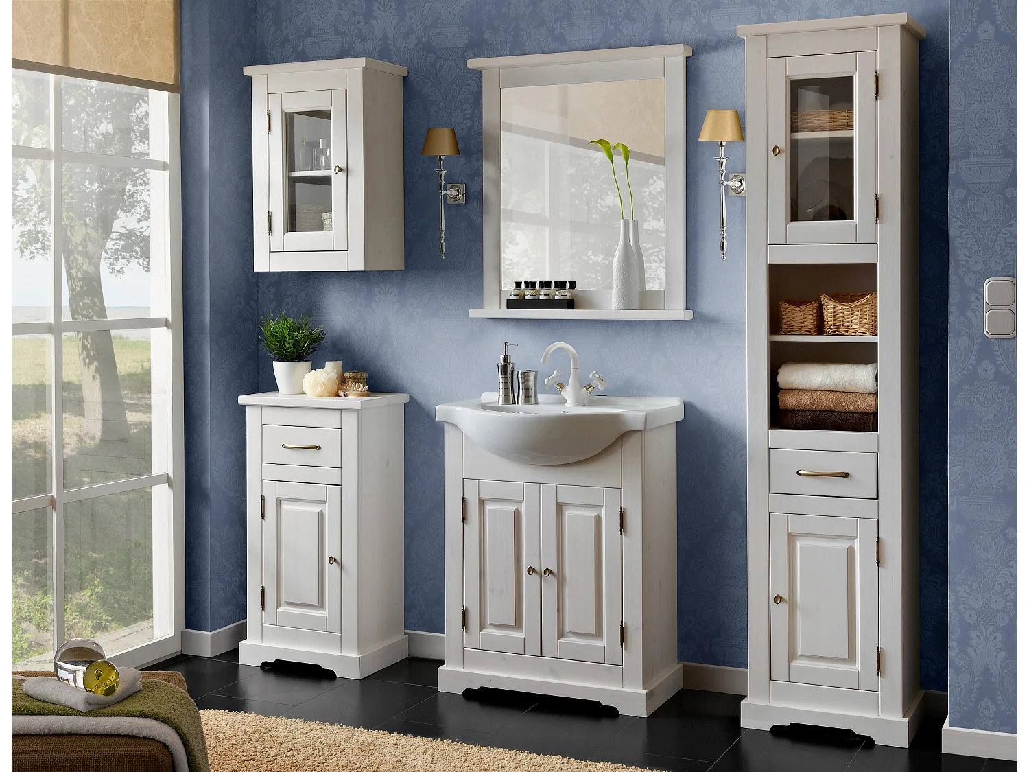 Armoire Sous Lavabos ROMANTIC CUW65 2D 65x35x81 Blanc