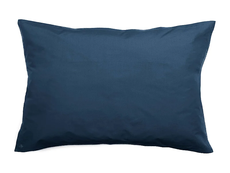 Taie d'oreiller volants plats 50x70 cm percale MANOIR bleu Marine