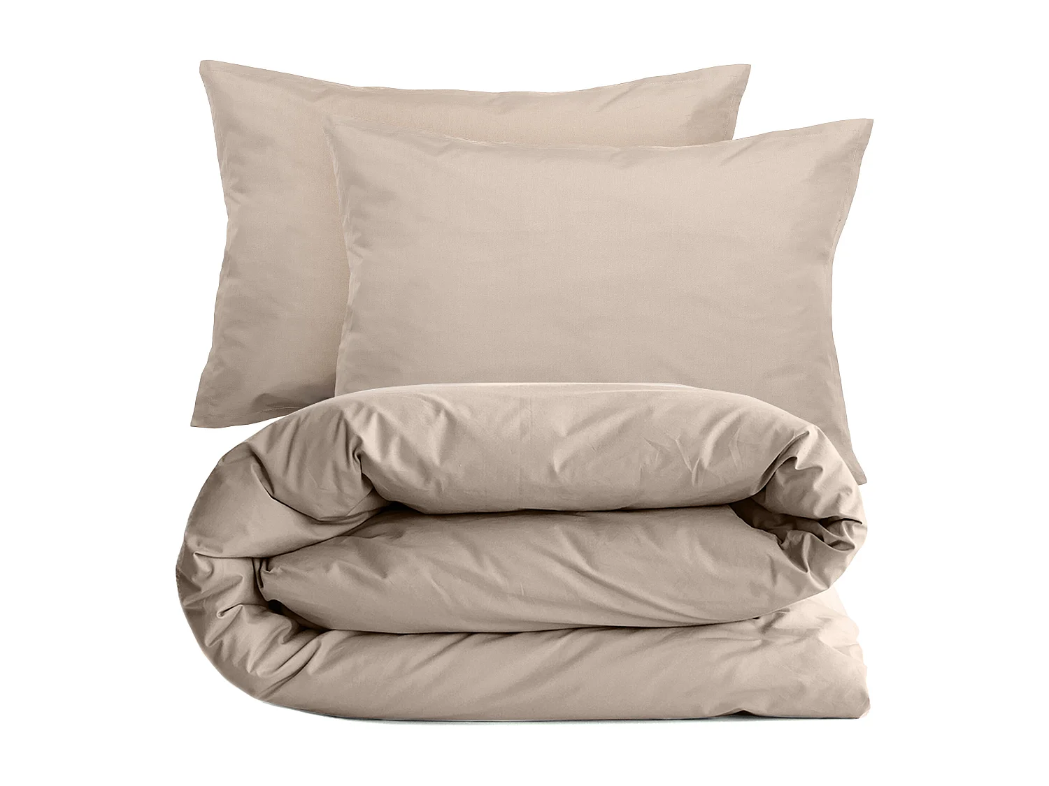 Parure de lit 280x240 cm set 50x70 cm percale MANOIR beige Lin