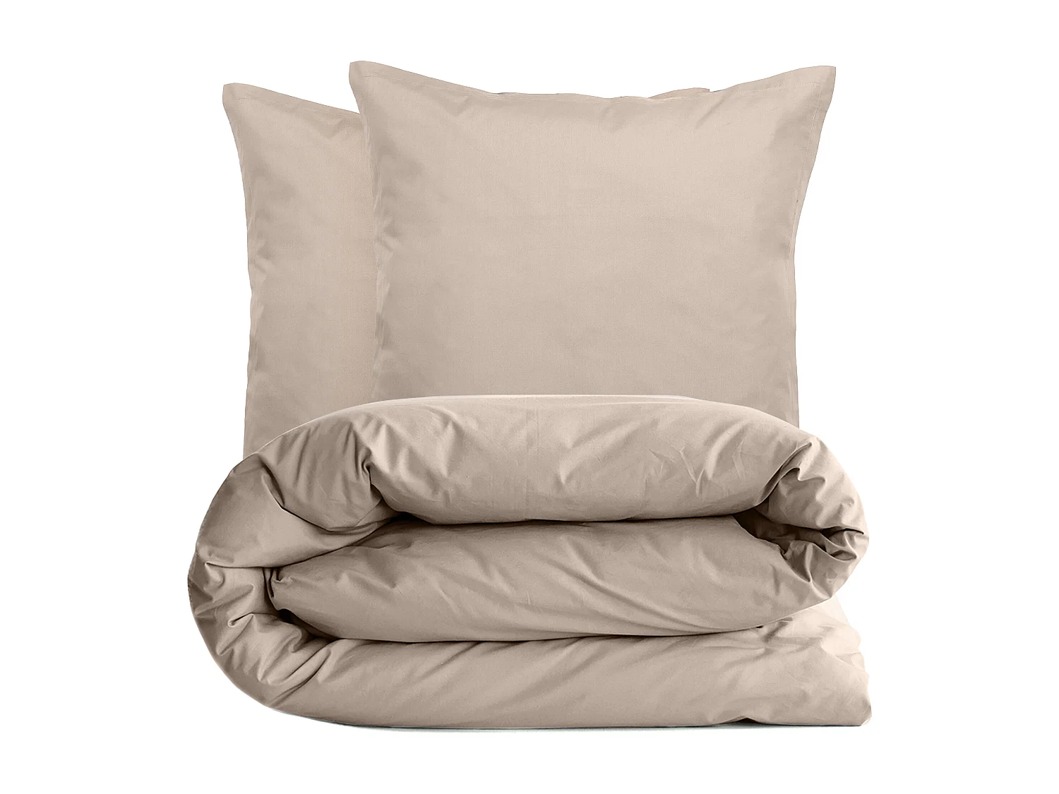 Parure de lit 280x240 cm set 65x65 cm percale MANOIR beige Lin