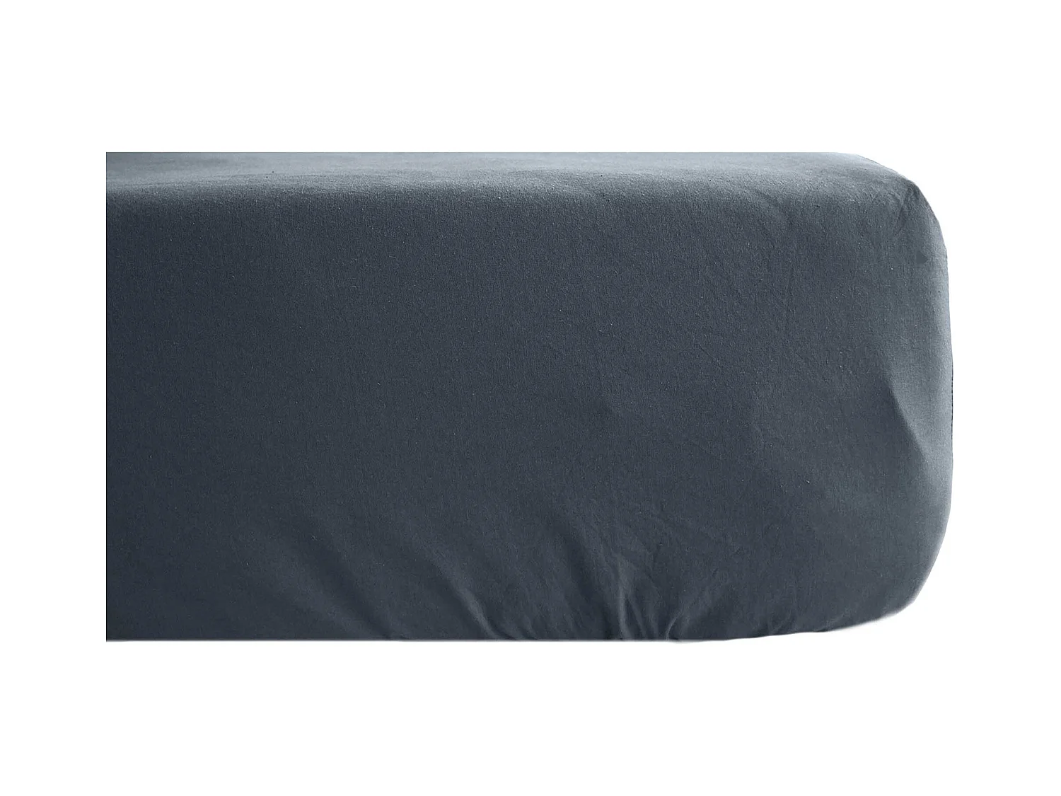 Drap housse 90x190 cm pur coton lavé PALACE noir granit bonnet 30 cm