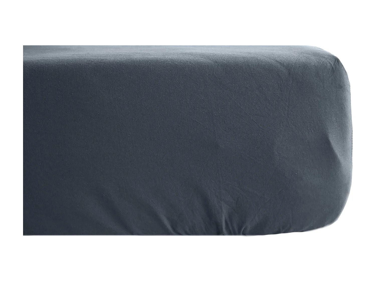 Drap housse PALACE pur coton lavé 90x190 cm bonnet 30 cm uni noir granit