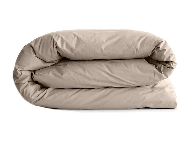 Housse de couette uni 280x240 cm percale de coton MANOIR beige Lin