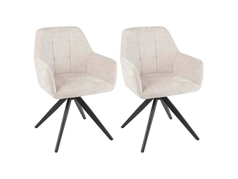 Chaises en métal et velours texturé (lot de 2) - LUCIE