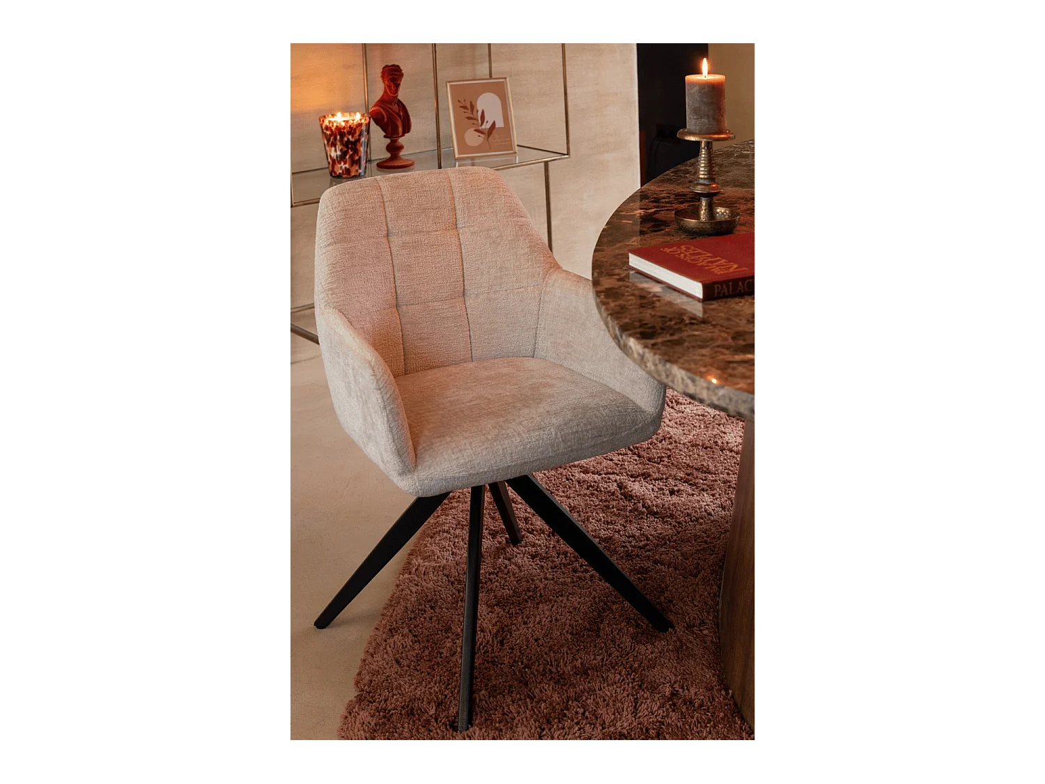 Chaises en métal et velours texturé (lot de 2) - LUCIE
