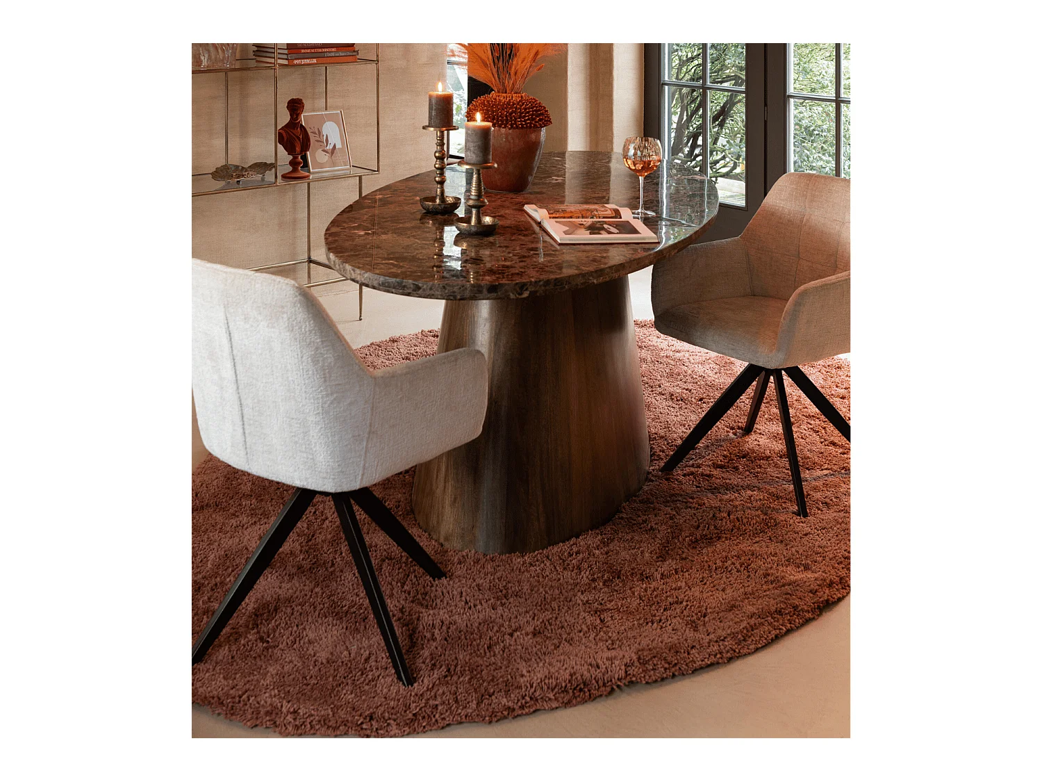 Chaises en métal et velours texturé (lot de 2) - LUCIE