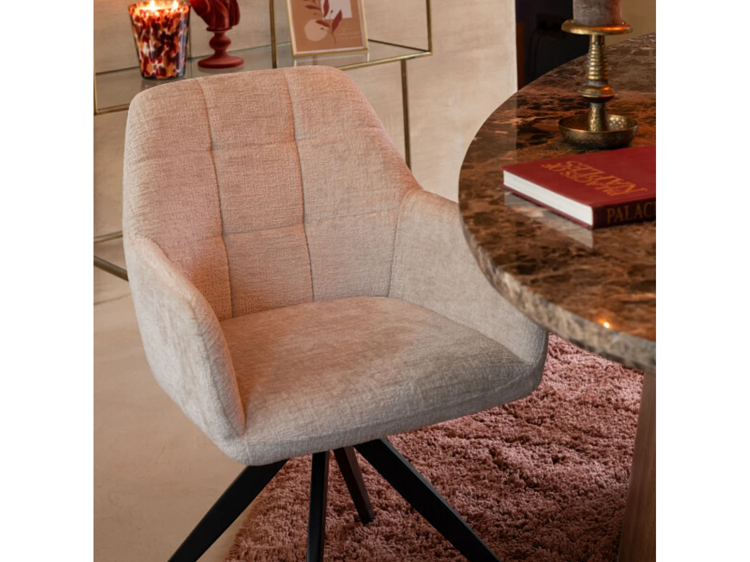 Chaises en métal et velours texturé (lot de 2) - LUCIE