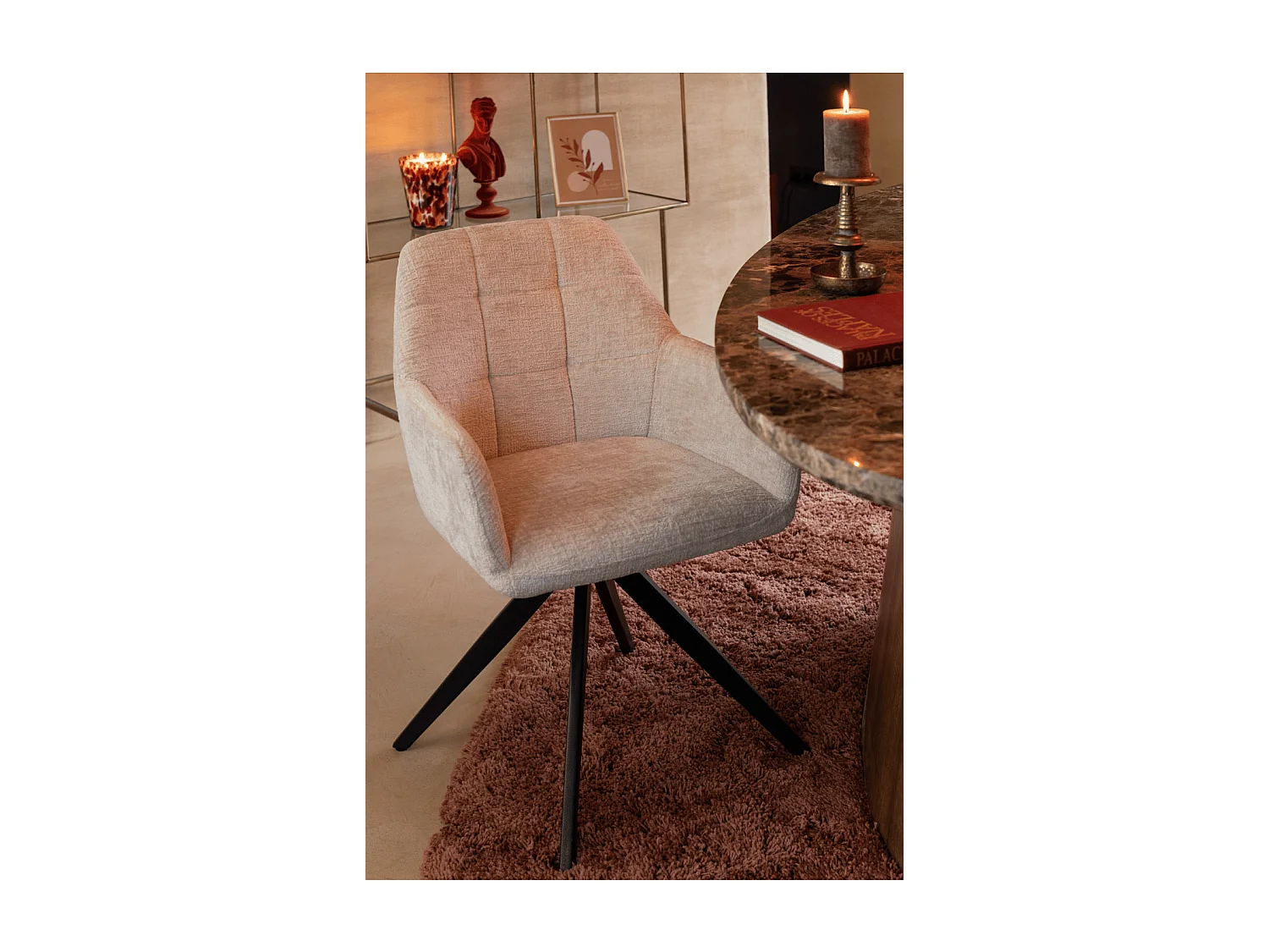 Chaises en métal et velours texturé (lot de 2) - LUCIE