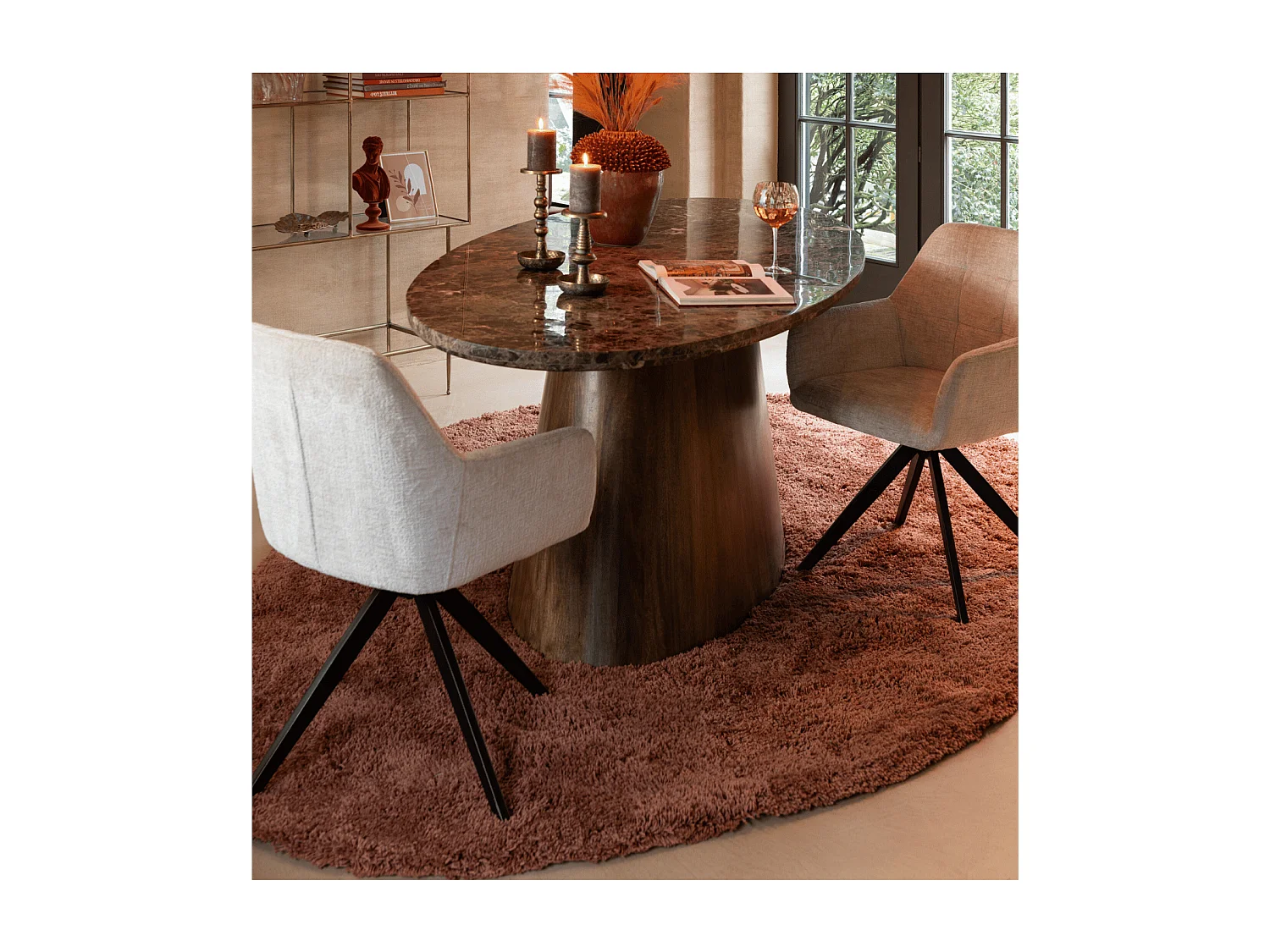 Chaises en métal et velours texturé (lot de 2) - LUCIE