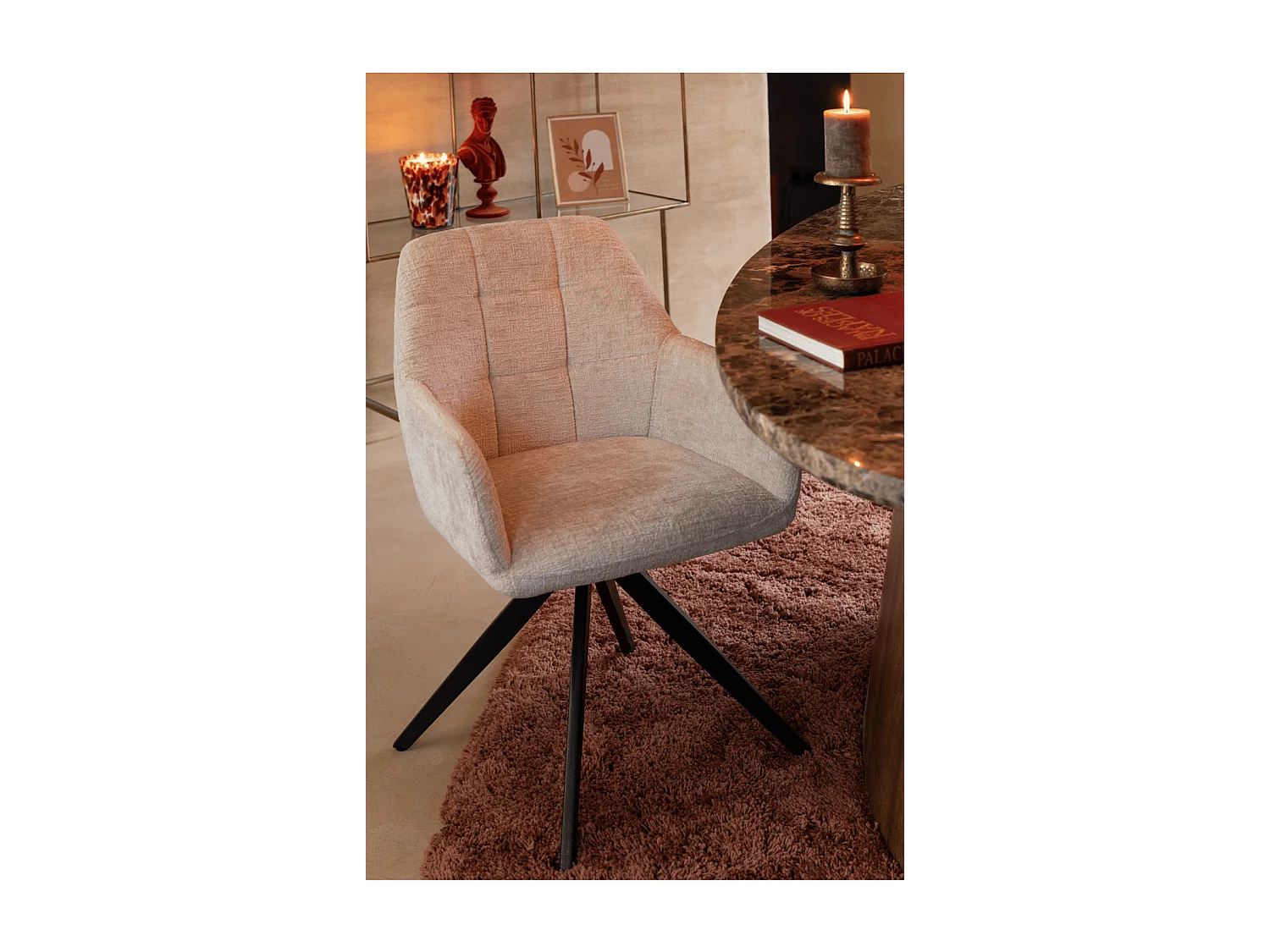 Chaises en métal et velours texturé (lot de 2) - LUCIE