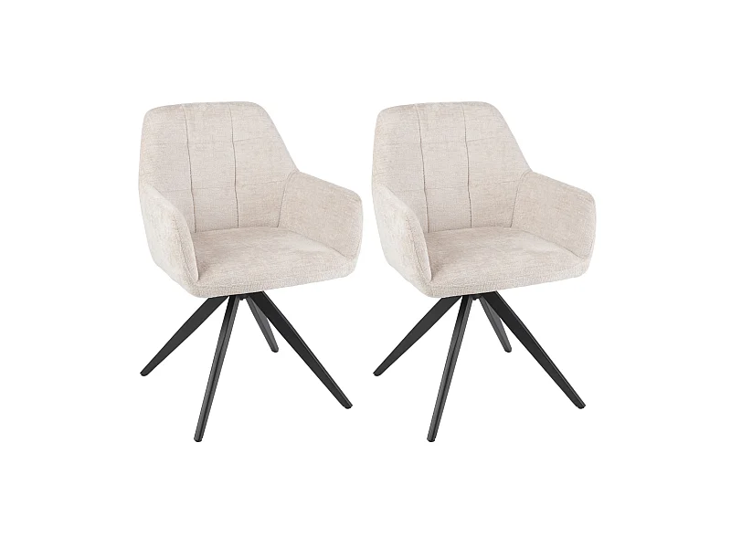 Chaises en métal et velours texturé (lot de 2) - LUCIE