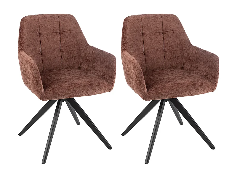 Chaises en métal et velours texturé (lot de 2) - LUCIE