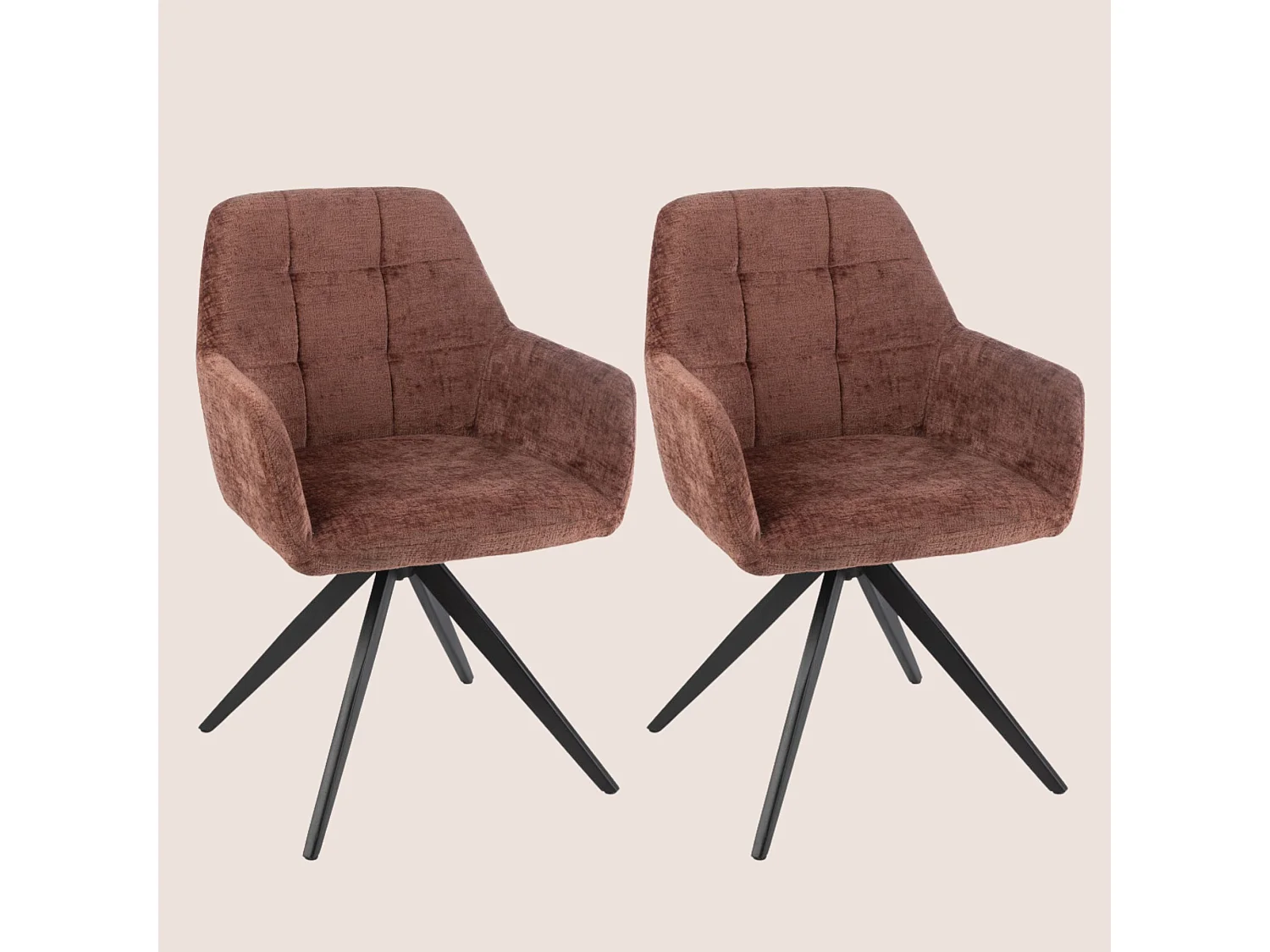 Chaises en métal et velours texturé (lot de 2) - LUCIE