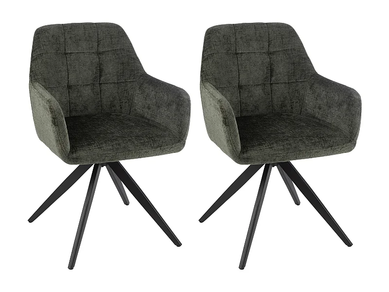 Chaises en métal et velours texturé (lot de 2) - LUCIE