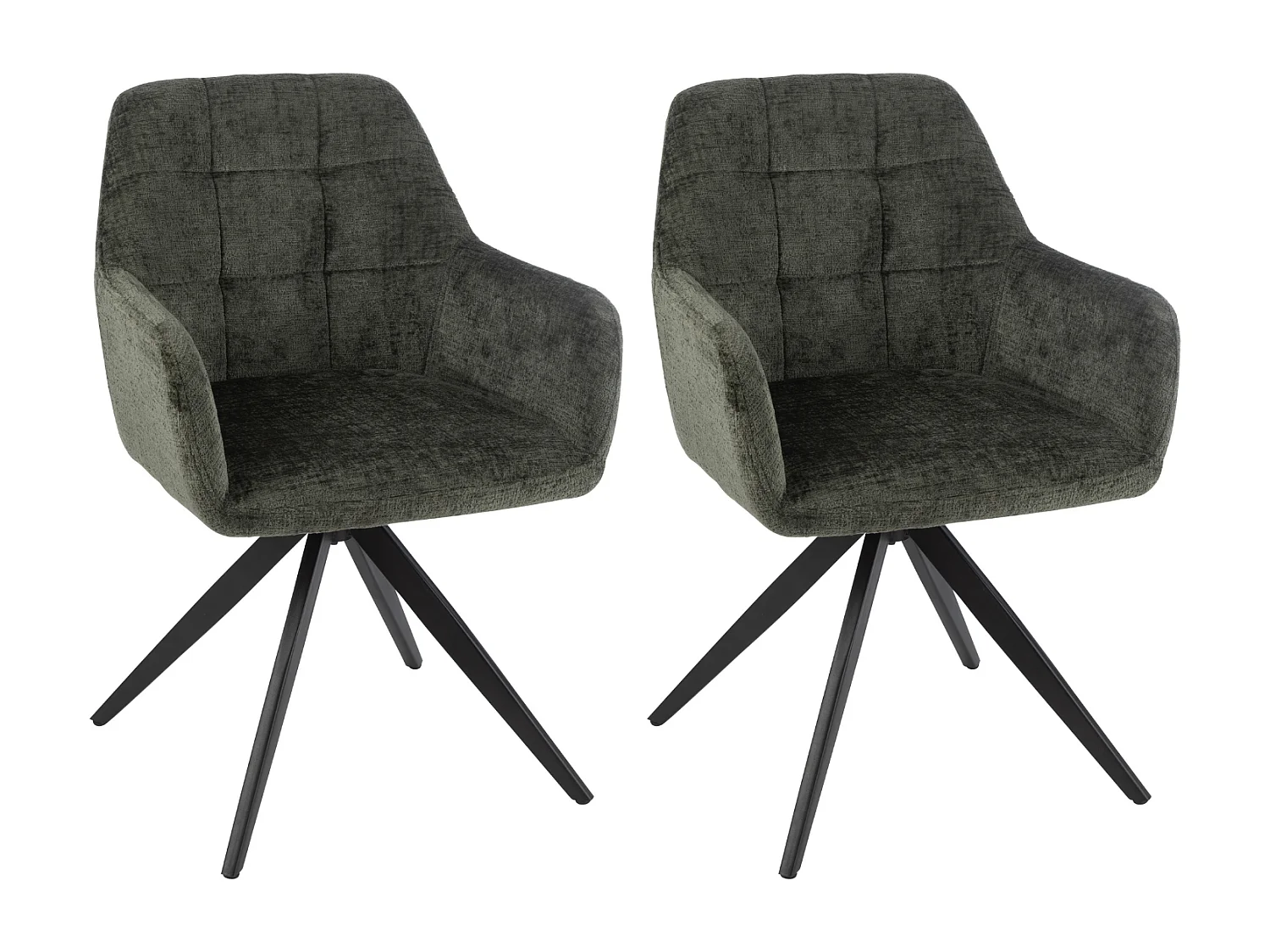 Chaises en métal et velours texturé (lot de 2) - LUCIE